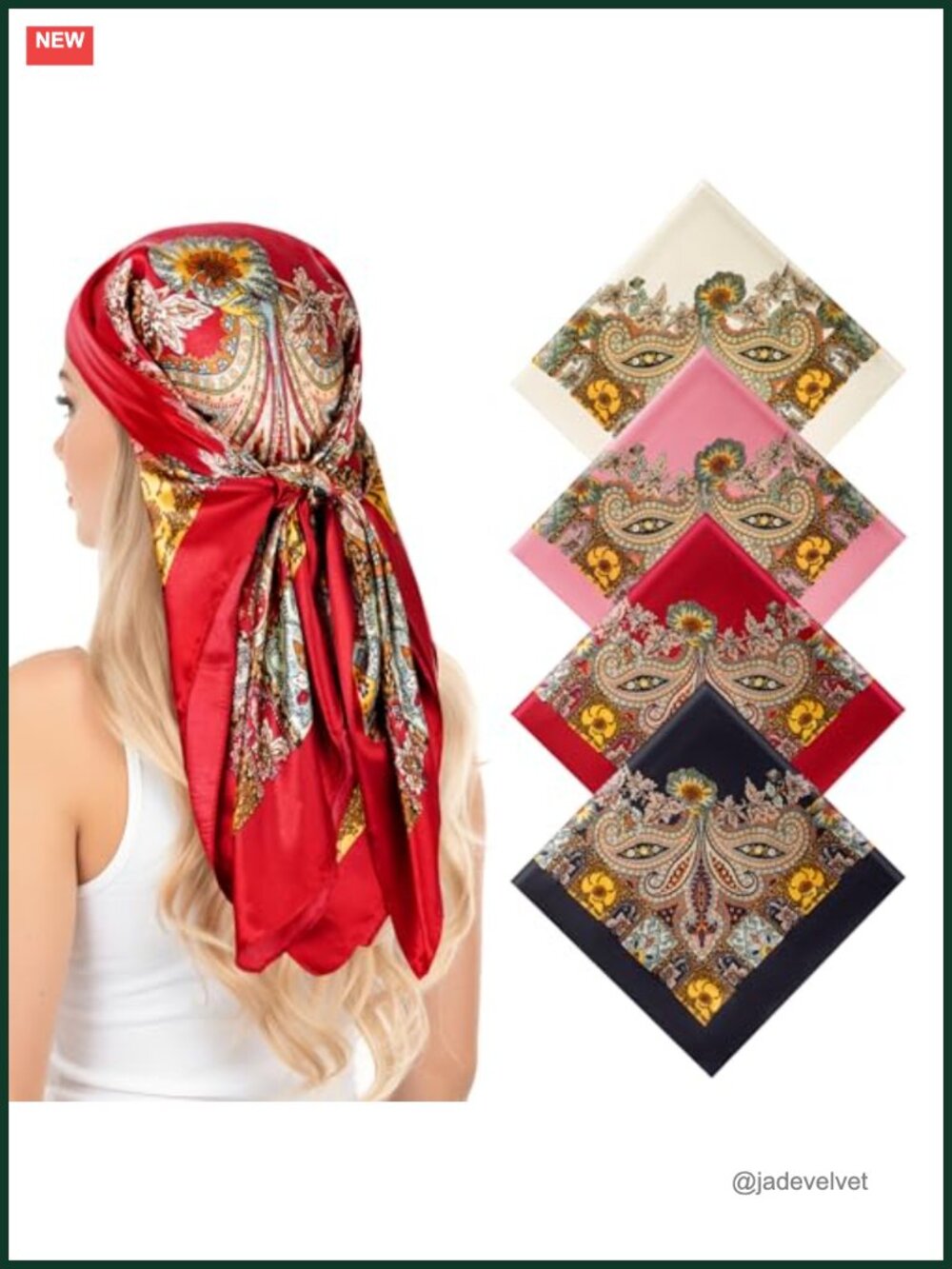 Satin Head Scarf Bandana for Women 4 Pack Soft Hair Wraps
